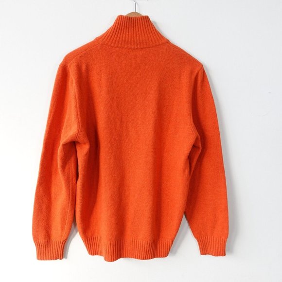 VINTAGE Argyle Wool Sweater Mens Small Knit‎ Orange Jumper Italian 90s LPT ITALY - Picture 12 of 14